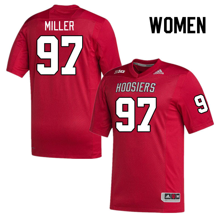 Women #97 Jaxon Miller Indiana Hoosiers College Football Jerseys Stitched Sale-Red